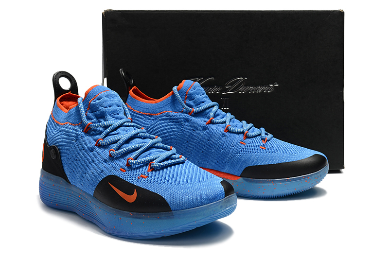 Men Nike KD 11 Blue Black Orange Basketball Shoes